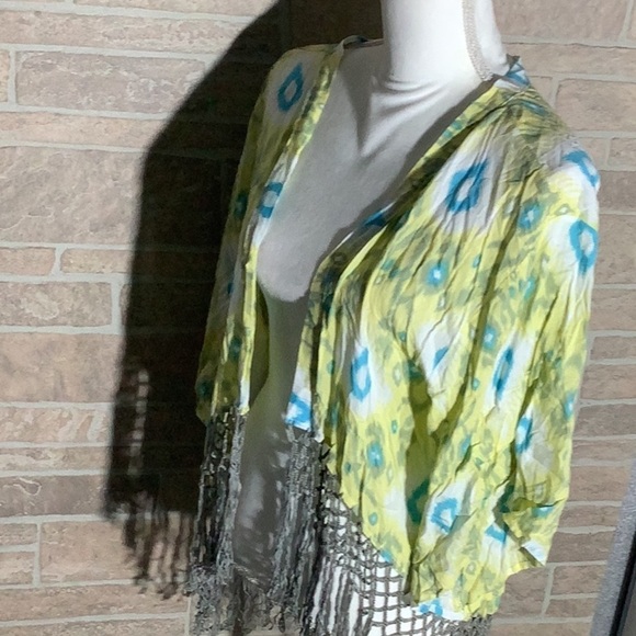 Tiare Hawaii NEW - One Size - kimono sleeves 3/4 arm tassel waterfall cover up - Picture 5 of 8